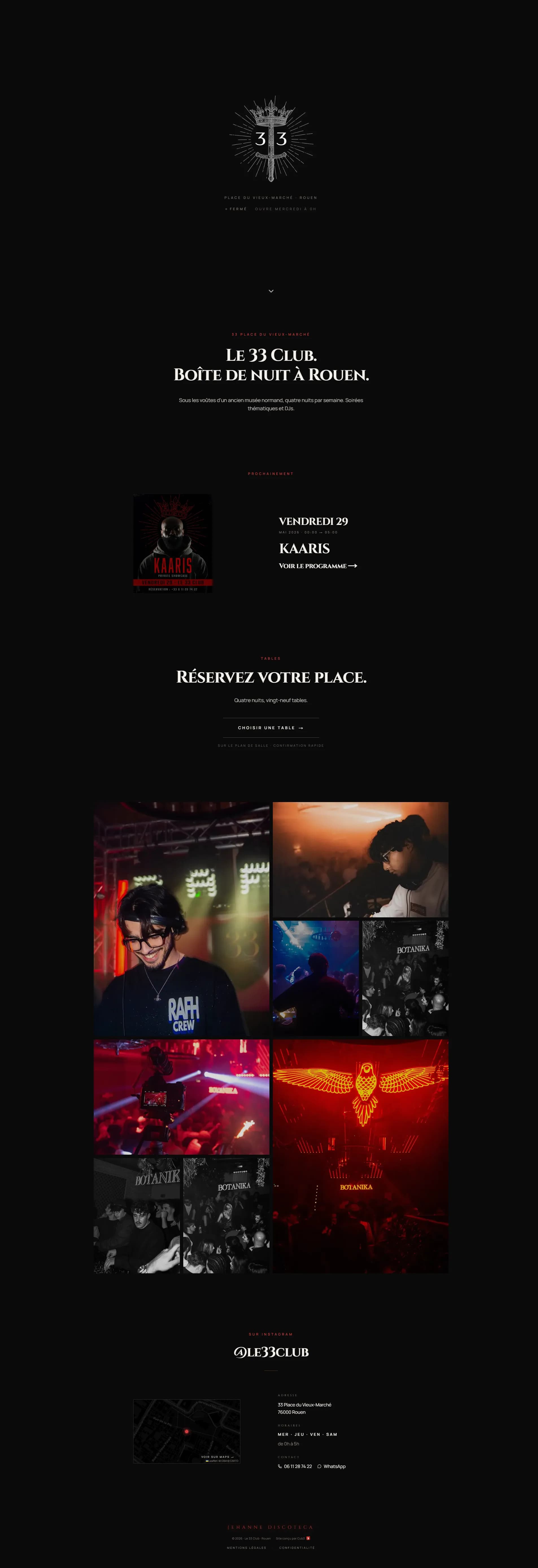 Le 33 Club — Site vitrine d'une boîte de nuit avec réservation de tables