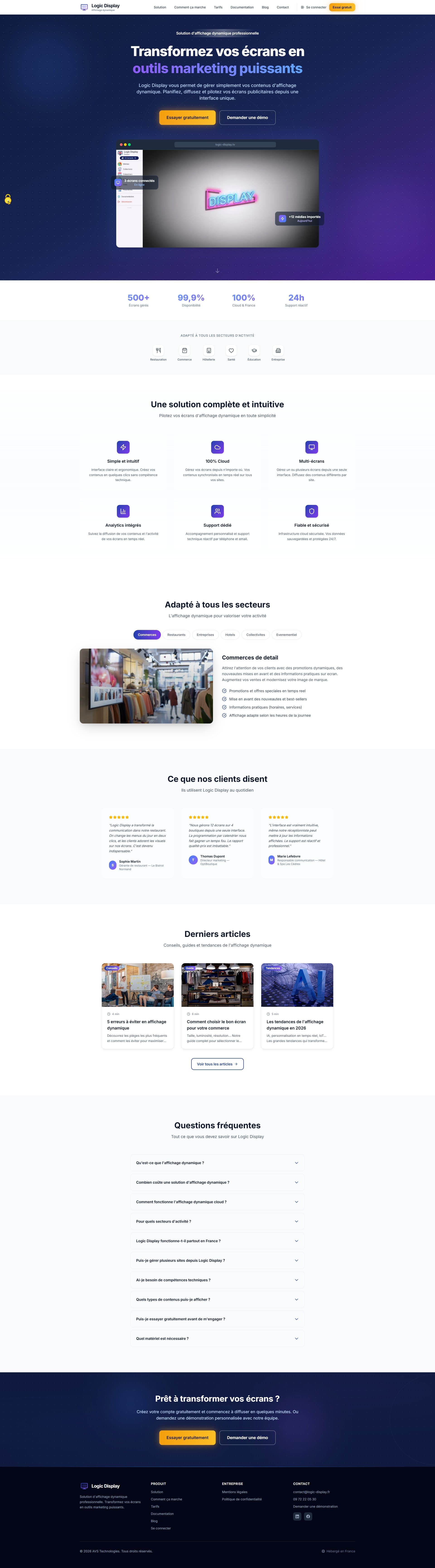 Logic Display — page complète